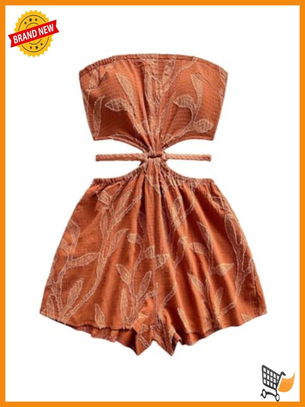 Boho Tie Backless Tube Top Romper Strapless Cut Out Wide Leg Vacation Jumpsuit